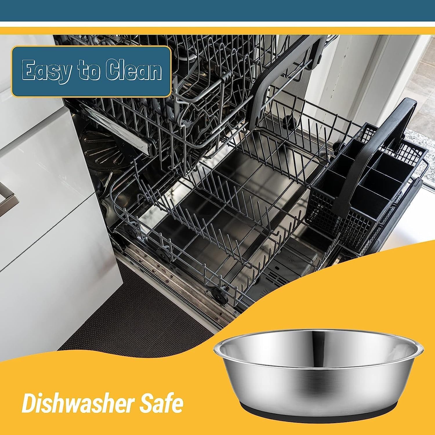 Lightweight Stainless Steel Cat Bowls - 3 Cup, 2 Pack